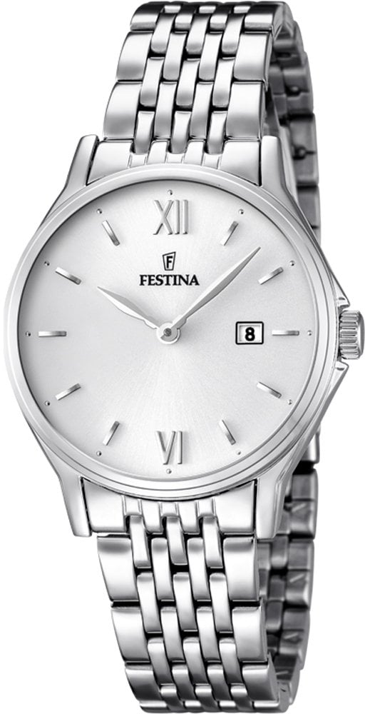 Festina F16748/2 Classics Dames Horloge Witte Wijzerplaat Staal