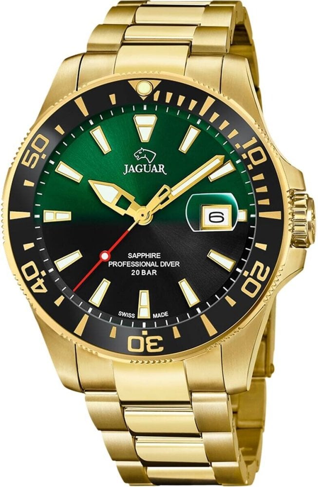 Jaguar J877/5 Executive Diver Heren Horloge Bruin Groene Wijzerplaat