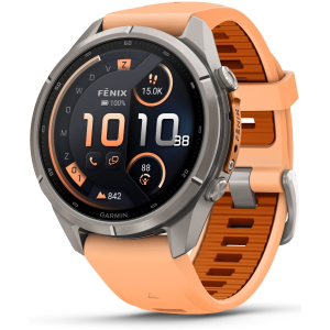Garmin Fenix 9 Pro Connected - 43 mm AMOLED InReach Titanium Smartwatch met Shell Pink/Autumn Orange band 010-04335-01